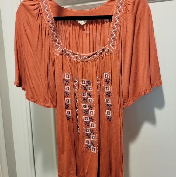Cupio Tops - Orange half sleeve flow top